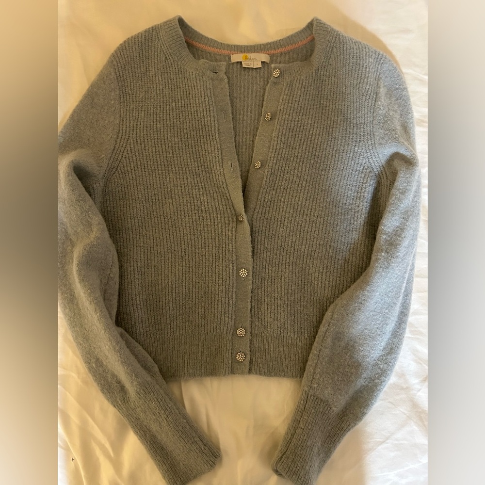 Boden Jewel Button blue Cardigan Sweater